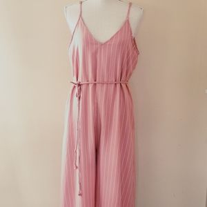 Believe striped belted jumpsuit size large